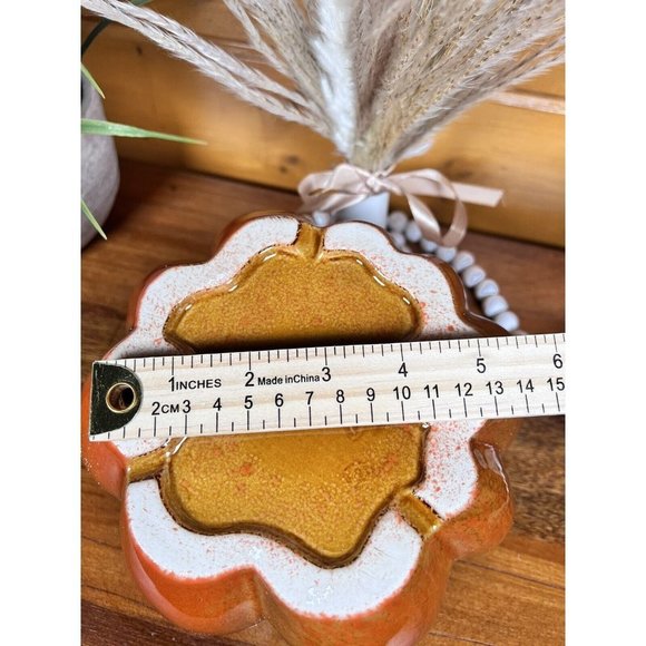 New CERAMIC PUMPKIN 8" Glazed Golden Orange with Brown Stem Fall Decor #4141 - Picture 9 of 9